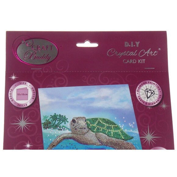 Craft Buddy DIY Sea Turtle Crystal Art Greeting Card Kit 7x7 Birthday Kids Gift - Picture 3 of 4